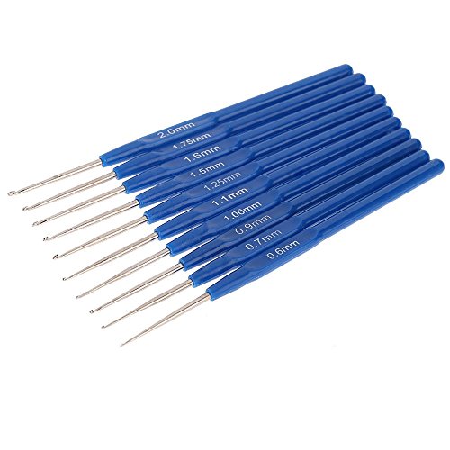 10pcs Metall Stricknadeln Haekelnadeln Ausstattungen mit ergonomische Griffe 0.6-2.0mm - 3