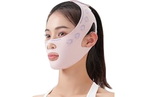 Hiessgozy Bandage facial réutilisable en V pour femme - Ceinture amincissante pour le visage - Réduit le sommeil - Bandage amincissant pour le menton double visage