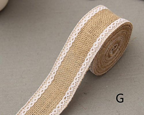 2.5M Natural Jute Burlap Hessian Ribbon with Lace Trims Tape Rustic Wedding Decor by gzzhongheng