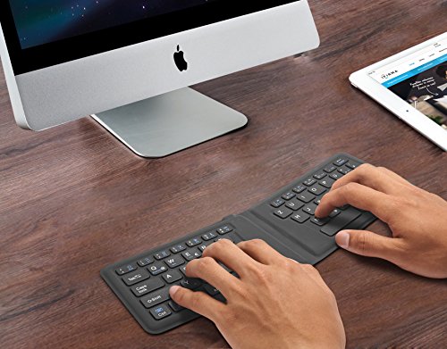 Supremery Bluetooth Tastatur Wireless Keyboard – faltbar, schnurlos, ergonomisches Design und Ultra Slim für Windows PC/ Tablet/ Smartphone (QWERTZ, deutsches Tastaturlayout) - 2