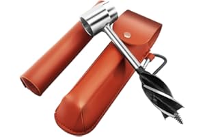 VOANZO Manual Auger Drill Manual Drill with Leather Case Wood Drill Peg Hole Tool for Camping and Bushcraft Auger