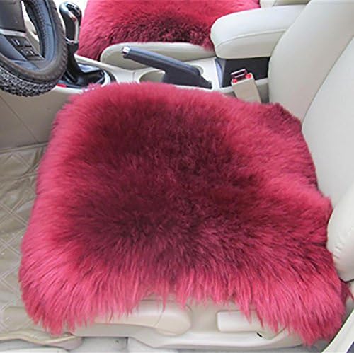 GAOFEI Universal Full Set of Deluxe Sheep Skin Wool Car Seat Cover Chair Pad-3 pieces , red
