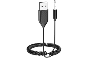 ZIOCOM Bluetooth Aux Adapter do samochodu, odbiornik USB Bluetooth 5.2 z mikrofonem do strumieniowego przesyłania muzyki i zestawu głośnomówiącego dla samochodowego zestawu stereo i głośników domowych
