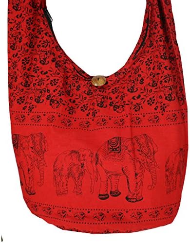 Rosina's Hippie Boho New Elephant Crossbody Bohemian Gypsy Sling Shoulder "Large Size" (F Red)