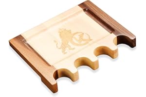 KONLLEN Pool Stick Cue Holder, Portable Cue Stick Claw Stand Holds 4 Cues at Table - Weighted Solid Wood Pool Cue Holder (4 Holes)