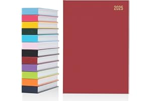 EVELAY 2025 A4 A5 Day to Page Diary Full Year Planner Desk Hardback Academic Organiser for Home Office School (A4 Page a Day, Burgendy)
