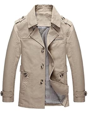 Mochoose Herren Trench Baumwolljacke Klassische Reverse Kragen Knopf Mantel Jacke Langarm