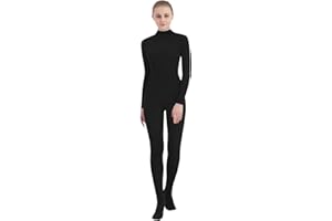 SUPRNOWA Full Body Unitard Turtleneck Spandex Footed/Footless Long Sleeve Unisex