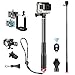 Price comparison product image iBroz® GoPro Ibarr Deluxe Aluminium XL Pro Extendable Selfie Stick, Telescopic Fork for (28 to 94 cm) for GoPro® Hero 4, 3+, 3, 2, 1 Nilox F60, SJ Cam, etc., and Other Cameras (Anti-Corrosion Treatment), Shutter, Bluetooth and Smartphone Adaptor, Blue