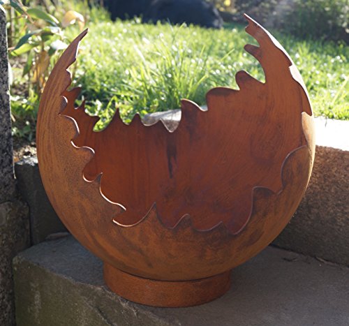 Edelrost Deko/Feuerkugel Risse mit Standring Gartendekoration Metall - 2