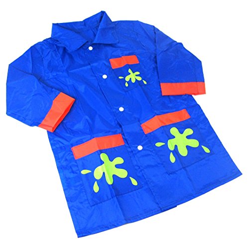 Childrens Waterproof Blue Nylon Painting Outdoor Play Coat Crafts Messy Play Apron 3 -5 yrs (Ages 5 Years +)
