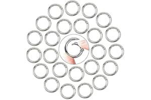 DASYUSUO 30Pcs Rund Karabinerhaken,28cm Metall Rund Karabiner Schnapp Frühling Snap Clips Runde Frühling O-Ring Karabinerhaken Schlüsselringe für Schlüssel Organisation