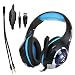 Produktbild Beexcellent gm-1 Gaming Kopfhörer USB 3,5 Surround Sound Version Wired Headset mit Mikrofon und LED Licht für Handy und PC (schwarz + blau)