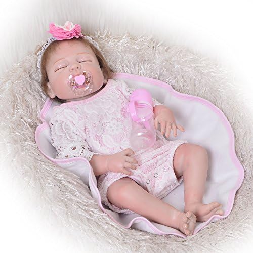 Waterproof 23 Inch Reborn Baby Doll Girl Sleeping Babies Full Silicone Vinyl Newborn Dolls Toy Kids Growth Partner (F4-C8YH-Y0U0)