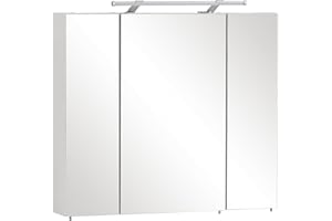 Schildmeyer Spiegelschrank 125353, 80 x 75 x 16 cm, weiß Glanz