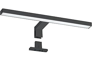 OKTAPLEX LIGHTING Aplique Espejo Baño 2 en 1 Negro 30cm 6500K 5W 350lm IP44 Blanco frio Luz Espejo Baño con Pinza o Lámpara para Armario Oktaplex