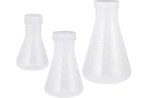 Healifty 3 Stück Plastik-Erlenmeyerkolben für Chemielabor 500 Ml & 100 Ml & 50 Ml