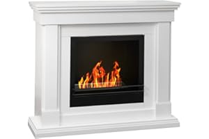 DIVINA FIRE Chimenea de bioetanol biochimenea de suelo CLINTON Blanco L112 x P36 x H95