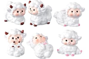 Toyvian 6 piezas mini figuras de oveja: estatuas de oveja en miniatura de jardín de resina cabra cordero jardín estatuas de animales de granja jardín de hadas juguetes resina figura pequeños corderos