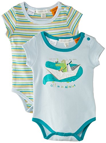 Pumpkin Patch Baby Boys 0-24M 2Pk Croc Bodysuit Romper, Illusion Blue, 3-6 Months