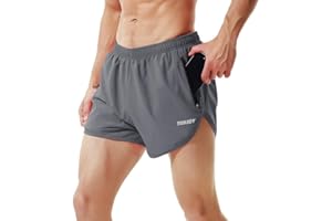 TENJOY Herren Laufshorts Gym Athletic Workout Shorts für Männer 7,6 cm Sportshorts mit Reißverschlusstasche