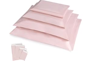 HOMEWIT Champagne Pink plastikowe torby tekstylne, 100 nieprzezroczystych torebek samoprzylepnych, 4 rozmiary