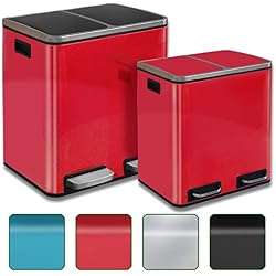 casa pura Poubelle tri sélectif Haute rectangulaire en INOX à pédale | Cuisine, Garage | Recyclage | Félix - 30L - 41x36x47cm - Rouge