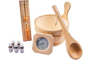 Home Deluxe Set de accesorios, incluye cubo para sauna (para sauna, sauna Paleta, higrómetro, etc, 10 piezas
