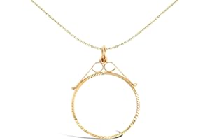Jewelco London 9ct Yellow Gold Diamond Cut Scroll Top Lightweight Half Sovereign Coin Mount Pendant