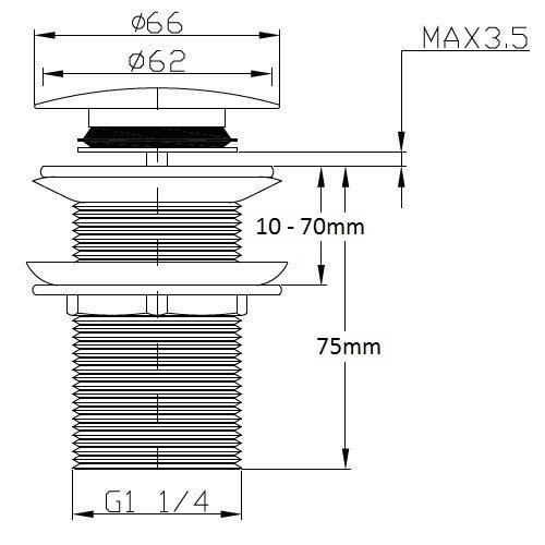 NEG Design Ablaufventil NX1066 Pop-Up-Ventil für Waschbecken ohne Überlauf (mit Schutzkorb) - 5