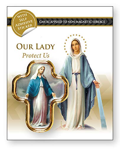 C BC Plaque magnétique pour Voiture en Forme de Croix avec Inscription Our Lady Mary Protect Us