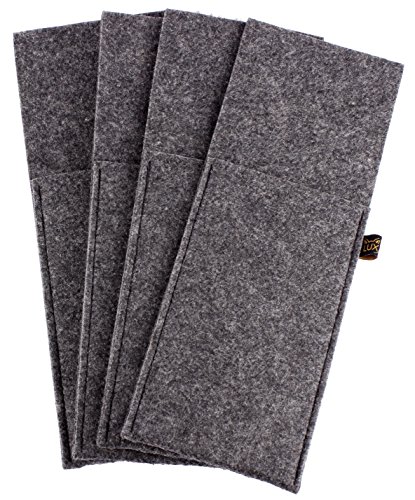 Edles Filz Platzset für 4 Personen, 12-tlg. in dunkelgrau. Tischset inkl. Platzmatten, Glasuntersetzer und Bestecktaschen, waschbar, Moderne Filz Tischmatten oder Tischunterlagen und Untersetzer als tolles Accessoire für Ihr Esszimmer. - 2