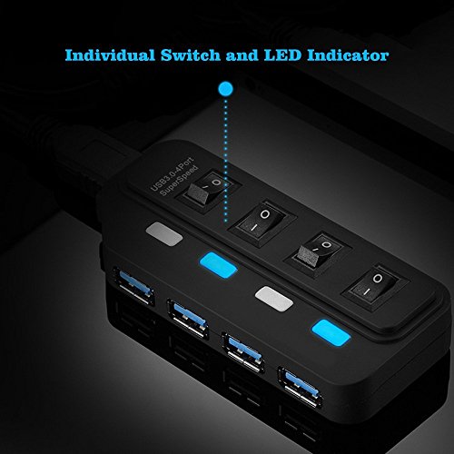 GOSCIEN Ultra Slim Extra Leicht 4-Port USB 3.0 Datenhub für Apple MacBook, MacBook Air, MacBook Pro, Mac Mini, iMac, MacPro, Windows Laptops und Ultrabooks, mit Power Schalter und LEDs - 7