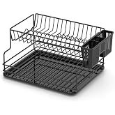Geseus Home Two Tiers Plate Dishwasher Chrome Black KB005s