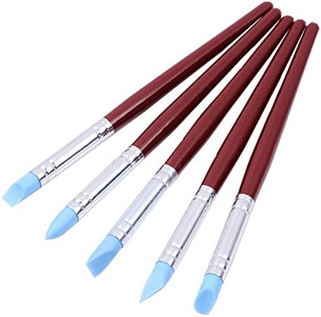 5PCS DIY Clay Polymer Shapers- MEIWO Sculpture Soft Tools Carving Silicone Professional Clay Tools Modeling Carved Sculpting Smoothing