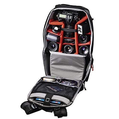 Hama Kamerarucksack für 2 DSLR Kameras und Ausrüstung (Fotorucksack, 21 L, Schnellzugriff, Tabletfach, Regenschutz, Stativhalterung, handgepäcktauglich) Kameratasche schwarz - 2
