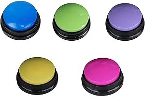 wiksite 5 Pièces Chien d'entraînement Boutons, Boutons de Communication pour Chien et Chat, Enregistrable Boutons de Réponse Parlant pour Chien, Dressage Buzzer pour Animaux de Compagnie