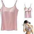 MasterUnion Women Cotton Camisole with Shelf Bra-2 in 1 Camisoles Tank with Built-in Bra -Camisole Tanks Built-in Bra Adjustable Spaghetti- Jersey Camisole