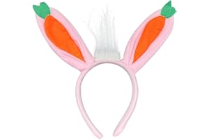 Makenlug Bunny Ears Headband, Plush Carrot Rabbit Ears Headband Hairband for Woman Kids for Easter Party Favor, Easter Eggs Hunt Bunny Costume Cosplay Prop