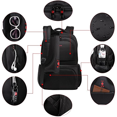 Norsens Notebook Laptop Rucksack 17 Zoll Gepolstert Wasserdichter Business Rucksack Damen Silber - 6