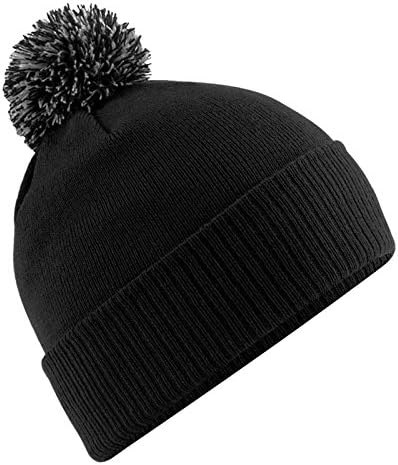 Beechfield Snowstar Beanie Winter Bobble Beenie Ski Wear All Colours (Black)