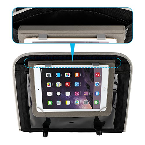 Elzo [Berührungsempfindlicher Bildschirm Tablette Halter] E353 Auto-Rücksitz-Organisator, Tragbare Aufbewahrungstasche, Sitz Rückenschutz für Auto / SUV / Kofferraum, Conceal Zipper für Kopfhörer & USB-Kabel – Reise, Wochenendreise - 3