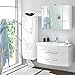 Produktbild Komplett Badmöbel Set  Badezimmermöbel Hochglanz weiß  100cm Waschtisch mit Unterschrank  Spiegelschrank mit LED Beleuchtung  Hochschrank Midischrank  Schubkästen mit Softclose  B x H x T: 160 x 200 x 57 cm