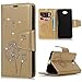 Produktbild VertTek Hülle Leder für Microsoft Lumia 650 Luxus Diamant Löwenzahn Case Flip Bookstyle Cover Folio Weich Silikon Backcover Standfunktion Schutz Etui Stilvoll Wallet Kartenfach Fall Magnet Closure Hochwertigen Handyhülle Full Body Protector mit Handschlaufe