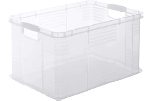 Rotho Agilo Boîte de Rangement 55L, Plastique (PP) sans BPA, Transparent, A3/55 l (59,0 X 39,0 X 31,0 cm)