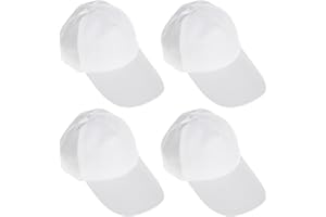 arrderly Set of 4 DIY Graffiti Caps, Kids, White, Baseball Cap, Creative Art Painting, Family Activity Set, One Size