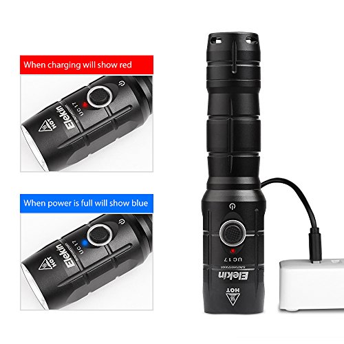 Elekin UC17 Taschenlampe, Superhell 1200 Lumen Cree LED Taschenlampe mit starkem Licht [Wasserdicht] [Bruchsicher] [300M Bestrahlungsabstand] – tragbare Taschenlampe ereignet für Indoor und Outdoor. - 4