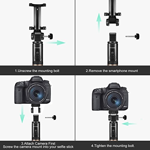 Selfie Stick Stativ mit Fernbedienung, BlitzWolf 4 in 1 Verstellbare Selfie-Stange Stab Monopod fÃ¼r Gopro Kamera iPhone X/ 8/ 7/ 7 plus/ 6s/ 6/ 5s Android Samsung und die meisten Smartphones, Ausfahrbar 360Â° bis zu 68 cm VerlÃ¤ngerbar (Schwarz)