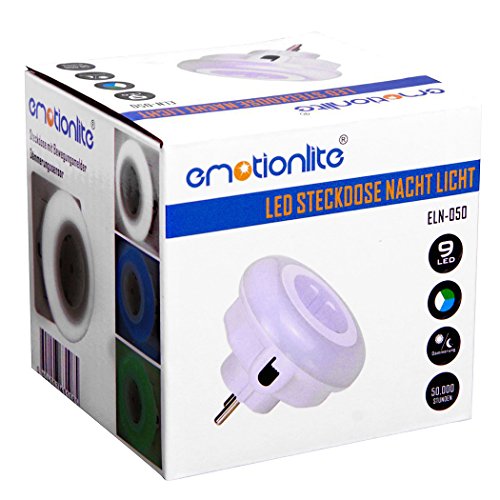 LED Steckdose Nachtlicht mit Dämmerungssensor Emotionlite Nachtlampe Kinder Schützen Steckdose Orientierungslicht Stimmungslicht Mehrfarbig (Grün, Blau, Warmweiß) Auswechselbar Helligkeitssensor 0.6W Max. 3680W 16A - 7