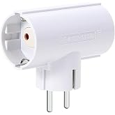 Aigostar Schuko.Thief European Plug Adapter with 2 Sockets with Child Protection, 16A, 250V, White